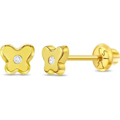 In Season Jewelry Babies'  14k Cubic Zirconia Butterfly Earrings In Gold