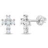 In Season Jewelry 14k Cubic Zirconia Cross Earrings In Silver
