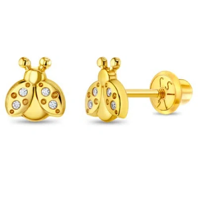In Season Jewelry Babies'  14k Cubic Zirconia Ladybug Earrings In Gold