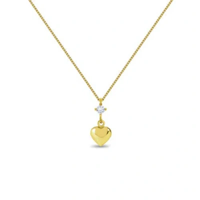In Season Jewelry Kids'  14k Cz Heart Dangle Girls Necklace In Gold