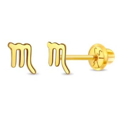 In Season Jewelry Kids'  14k Dainty Zodiac Sign Earrings In Gold Scorpio