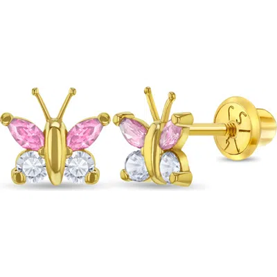 In Season Jewelry Babies'  14k Dazzling Butterfly Girl Earrings In Gold