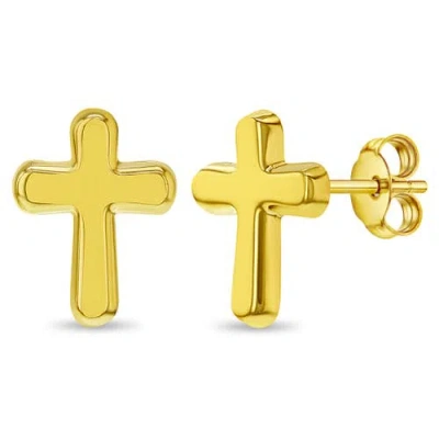 In Season Jewelry Kids'  14k Elegant Cross Earrings In Gold