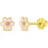 In Season Jewelry Babies'  14k Enamel Daisy Earrings In White