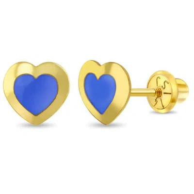 In Season Jewelry Kids'  14k Enamel Heart Girl Earrings In Gold