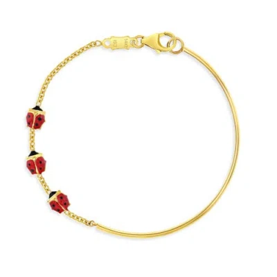 In Season Jewelry Babies'  14k Enamel Ladybug Bangle In Red
