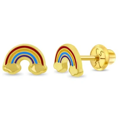 In Season Jewelry Babies'  14k Enamel Rainbow Girl Earrings In Gold