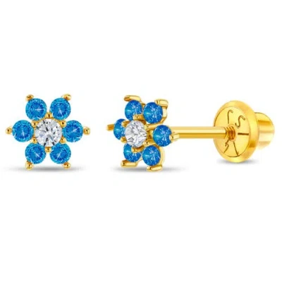 In Season Jewelry Babies'  14k Flower Cluster Earrings In Blue