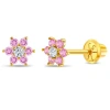 In Season Jewelry 14k Flower Cluster Earrings In Pink