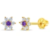 In Season Jewelry Babies'  14k Flower Cluster Earrings In Purple