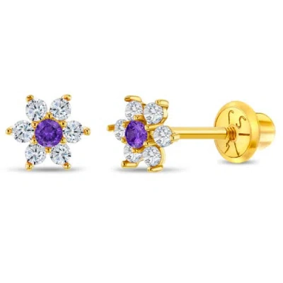 In Season Jewelry Babies'  14k Flower Cluster Earrings In Purple