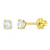In Season Jewelry 14k Flush Cubic Zirconia Solitaire Earrings In Gold
