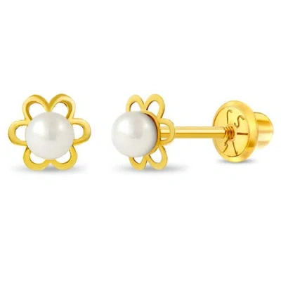In Season Jewelry Babies'  14k Freshwater Pearl Flower Earrings In White