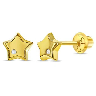 In Season Jewelry Babies'  14k Genuine Diamond Star Earrings In Gold
