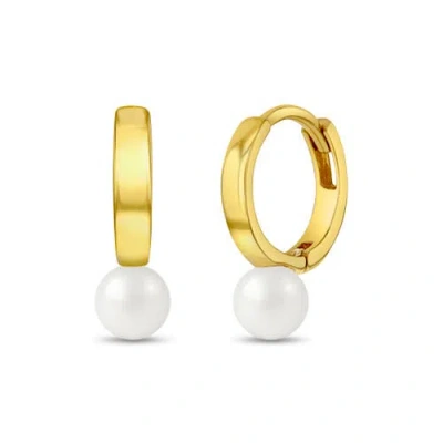 In Season Jewelry Babies'  14k Gold Tiny Pearl Hoops In White