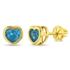 In Season Jewelry 14k Heart Bezel Simulated Birthstone Earrings In Gold