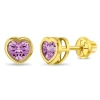 In Season Jewelry Babies'  14k Heart Bezel Simulated Birthstone Earrings In Gold
