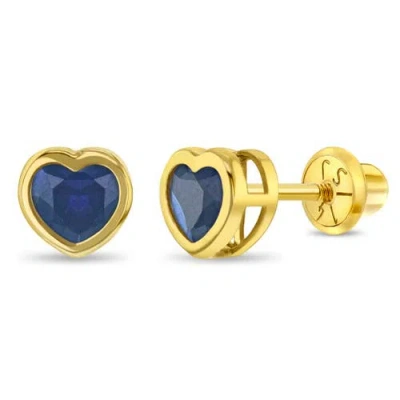 In Season Jewelry Babies'  14k Heart Bezel Simulated Birthstone Earrings In Gold