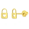 In Season Jewelry 14k Heart Lock Earrings In Gold