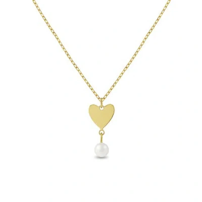 In Season Jewelry Kids'  14k Heart Pearl Drop Girls Necklace