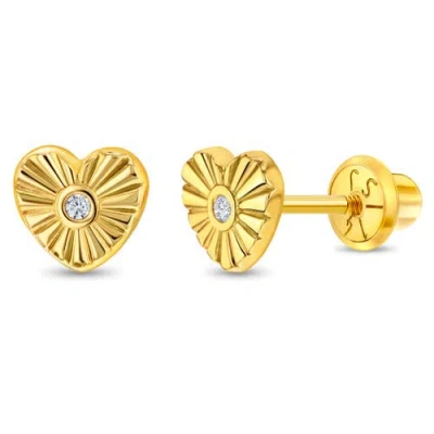 In Season Jewelry Kids'  14k Heart Rays Earrings In Gold