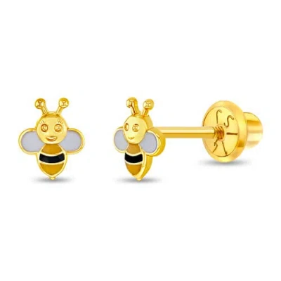 In Season Jewelry Babies'  14k Honey Bee Earrings In Yellow