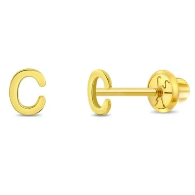 In Season Jewelry Babies'  14k Itsy Bitsy Initial Letter Earrings In Letter C