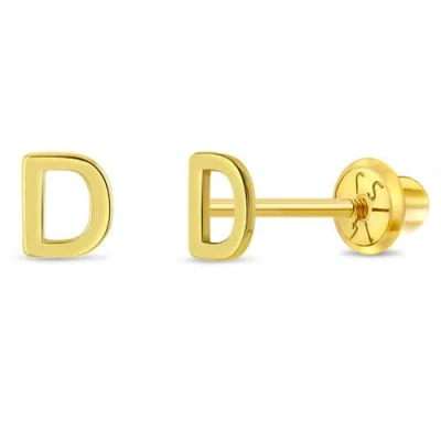 In Season Jewelry Babies'  14k Itsy Bitsy Initial Letter Earrings In Letter D