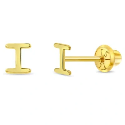 In Season Jewelry Babies'  14k Itsy Bitsy Initial Letter Earrings In Letter I