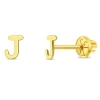 In Season Jewelry Babies'  14k Itsy Bitsy Initial Letter Earrings In Letter J
