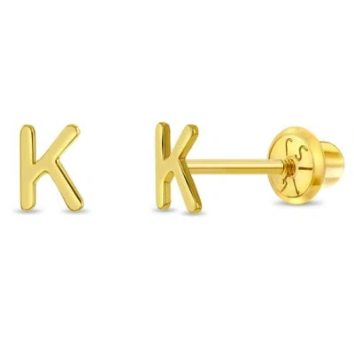 In Season Jewelry Babies'  14k Itsy Bitsy Initial Letter Earrings In Letter K