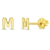 In Season Jewelry Babies'  14k Itsy Bitsy Initial Letter Earrings In Letter M