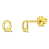 In Season Jewelry Babies'  14k Itsy Bitsy Initial Letter Earrings In Letter Q