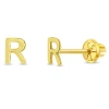 In Season Jewelry Babies'  14k Itsy Bitsy Initial Letter Earrings In Letter R