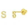 In Season Jewelry Babies'  14k Itsy Bitsy Initial Letter Earrings In Letter S