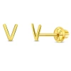 In Season Jewelry Babies'  14k Itsy Bitsy Initial Letter Earrings In Letter V
