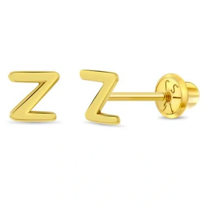 In Season Jewelry Babies'  14k Itsy Bitsy Initial Letter Earrings In Letter Z
