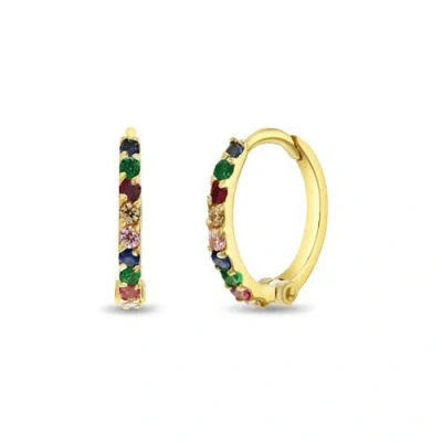 In Season Jewelry Babies'  14k Jeweled Cubic Zirconia Huggie Earrings In Multi-color