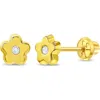 In Season Jewelry 14k Jeweled Flower Earrings In Gold