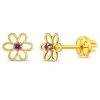 In Season Jewelry Babies'  14k Jeweled Open Flower Earrings In Pink