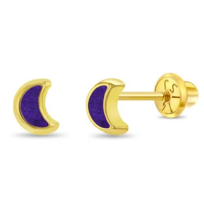 In Season Jewelry Babies'  14k Lapis Shaped Earrings In Gold