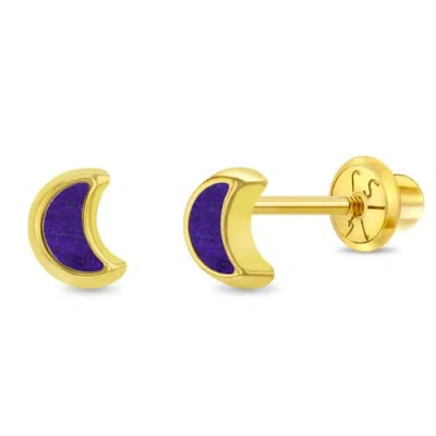 In Season Jewelry Kids'  14k Lapis Shaped Earrings In Gold