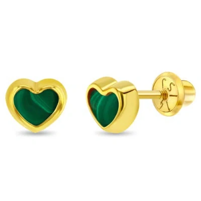 In Season Jewelry Babies'  14k Malachite Shaped Earrings In Gold