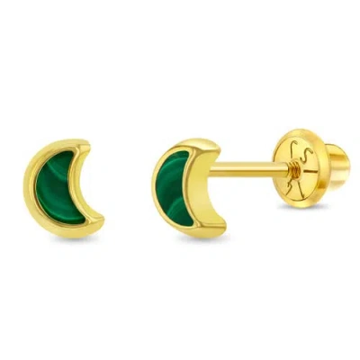 In Season Jewelry Kids'  14k Malachite Shaped Earrings In Gold
