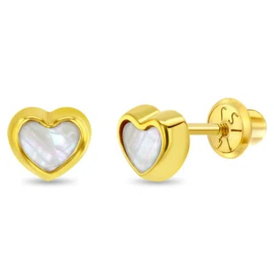 In Season Jewelry Babies'  14k Mother Of Pearl Shaped Earrings In Gold