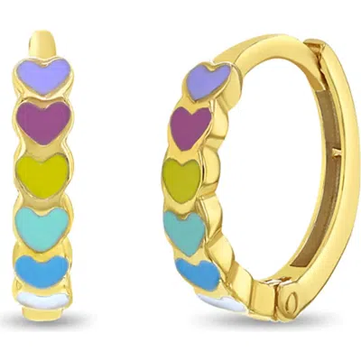 In Season Jewelry Kids'  14k Multicolored Heart Cascade Earrings In Gold