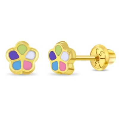 In Season Jewelry Babies'  14k Multicolored Petal Flower Earrings In Gold