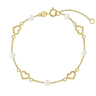 In Season Jewelry Kids'  14k Open Heart Girls Bracelet In Gold