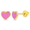 In Season Jewelry 14k Pink Enamel Heart Earrings In Pink