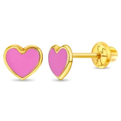 In Season Jewelry Babies'  14k Pink Enamel Heart Earrings